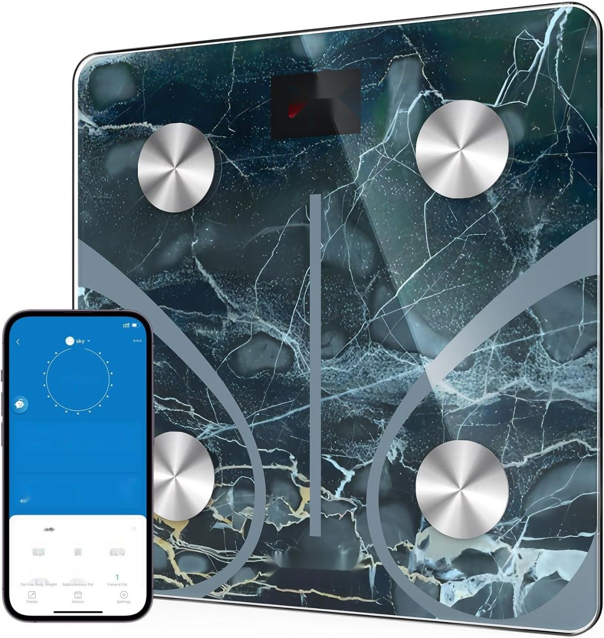 Waga RENPHO Bluetooth mierzy tłuszcz, BMI, masę mięśniową.