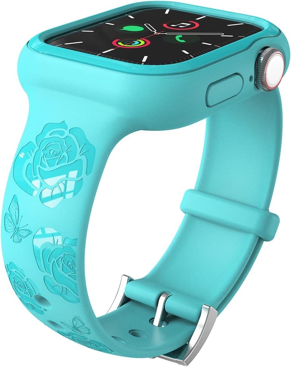 Pasek do Apple Watch 40/41 mm,  kwiatowy, z etui TPU.