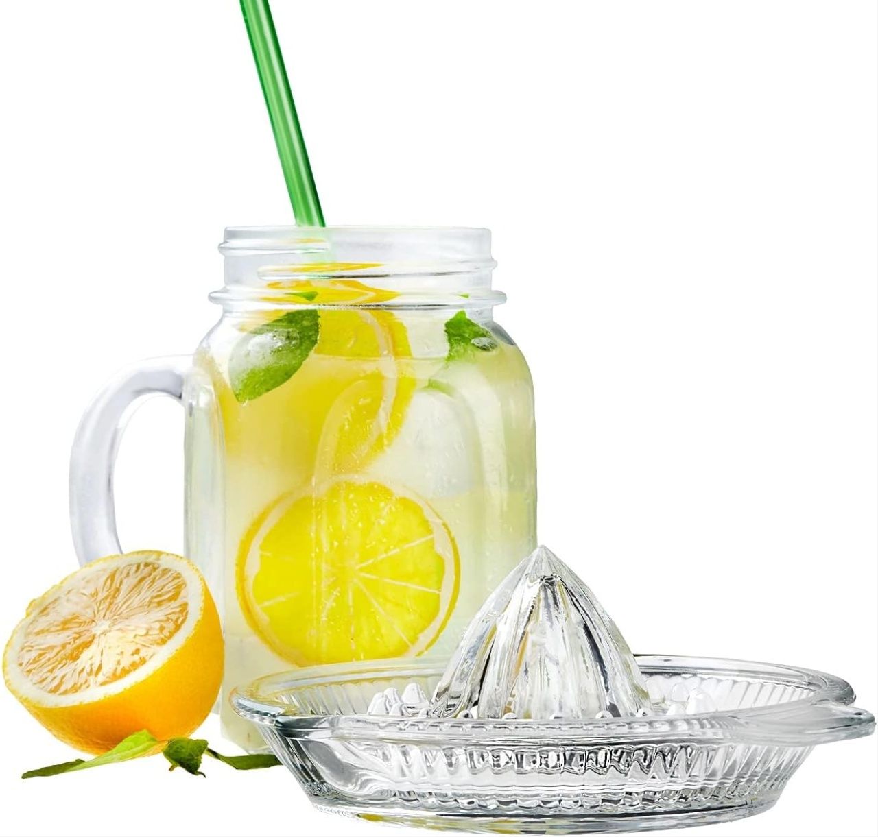 Wyciskarka do cytryn DESTALYA, szklana, ręczna, z uchwytem.