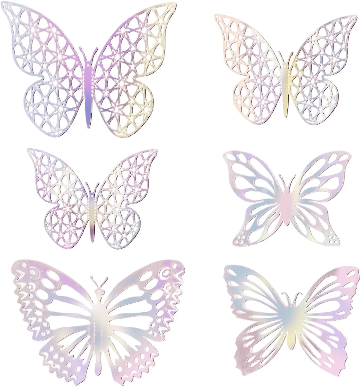 120 Sztuk 3D Motyle Dekoracji Ściennej, Metaliczna Tekstura