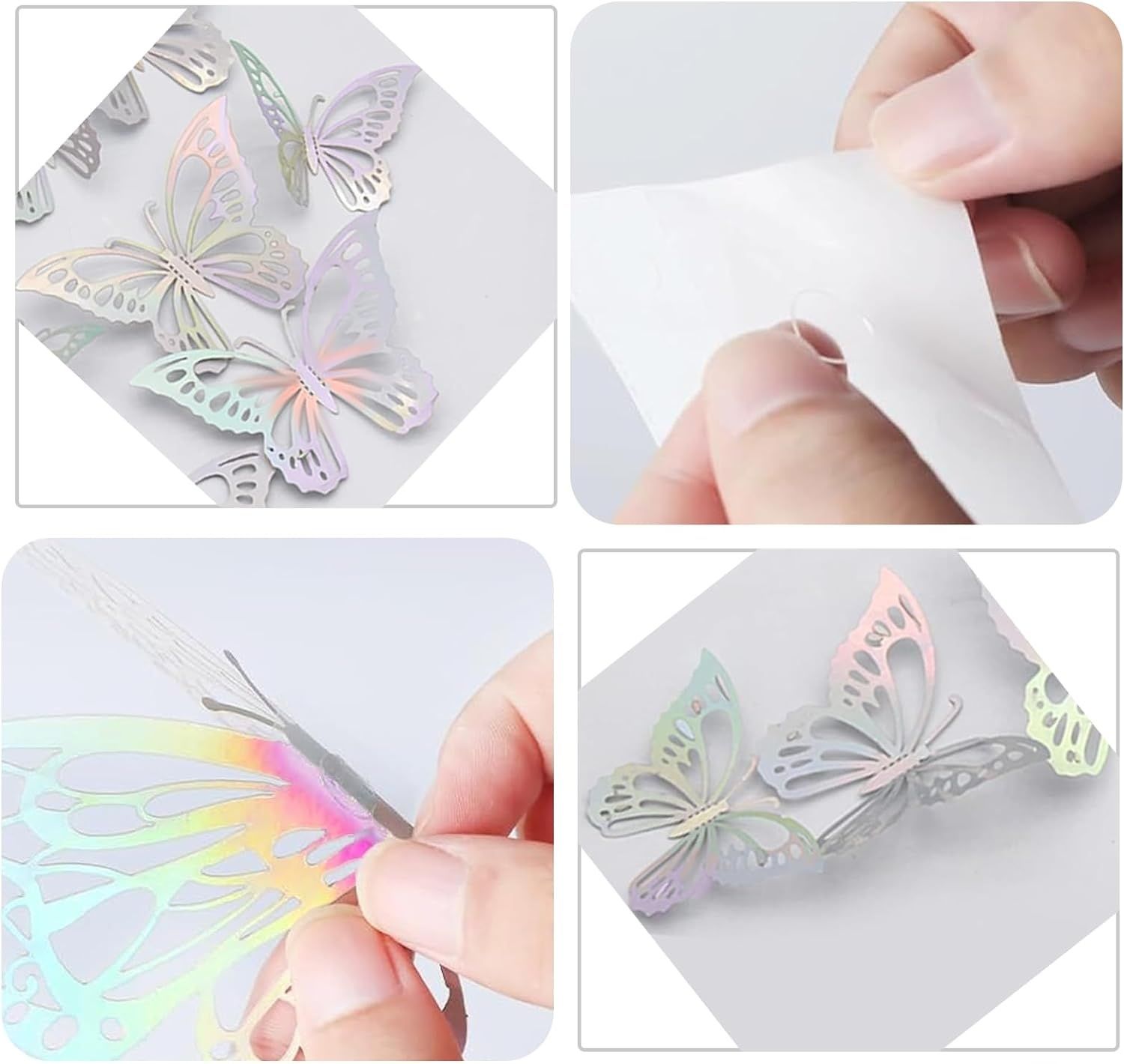 120 Sztuk 3D Motyle Dekoracji Ściennej, Metaliczna Tekstura