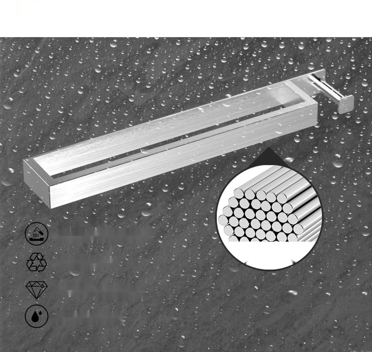 Stalowy ręcznik HMOREY 304, samoprzylepny, bez wiercenia, montaż ścienny.
