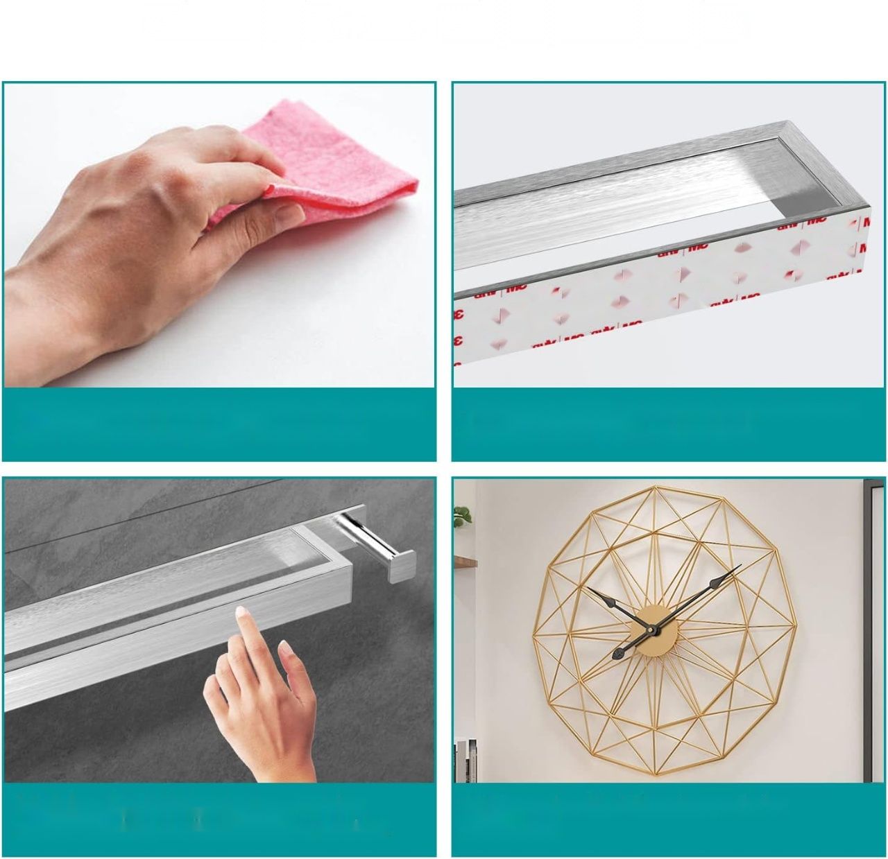 Stalowy ręcznik HMOREY 304, samoprzylepny, bez wiercenia, montaż ścienny.