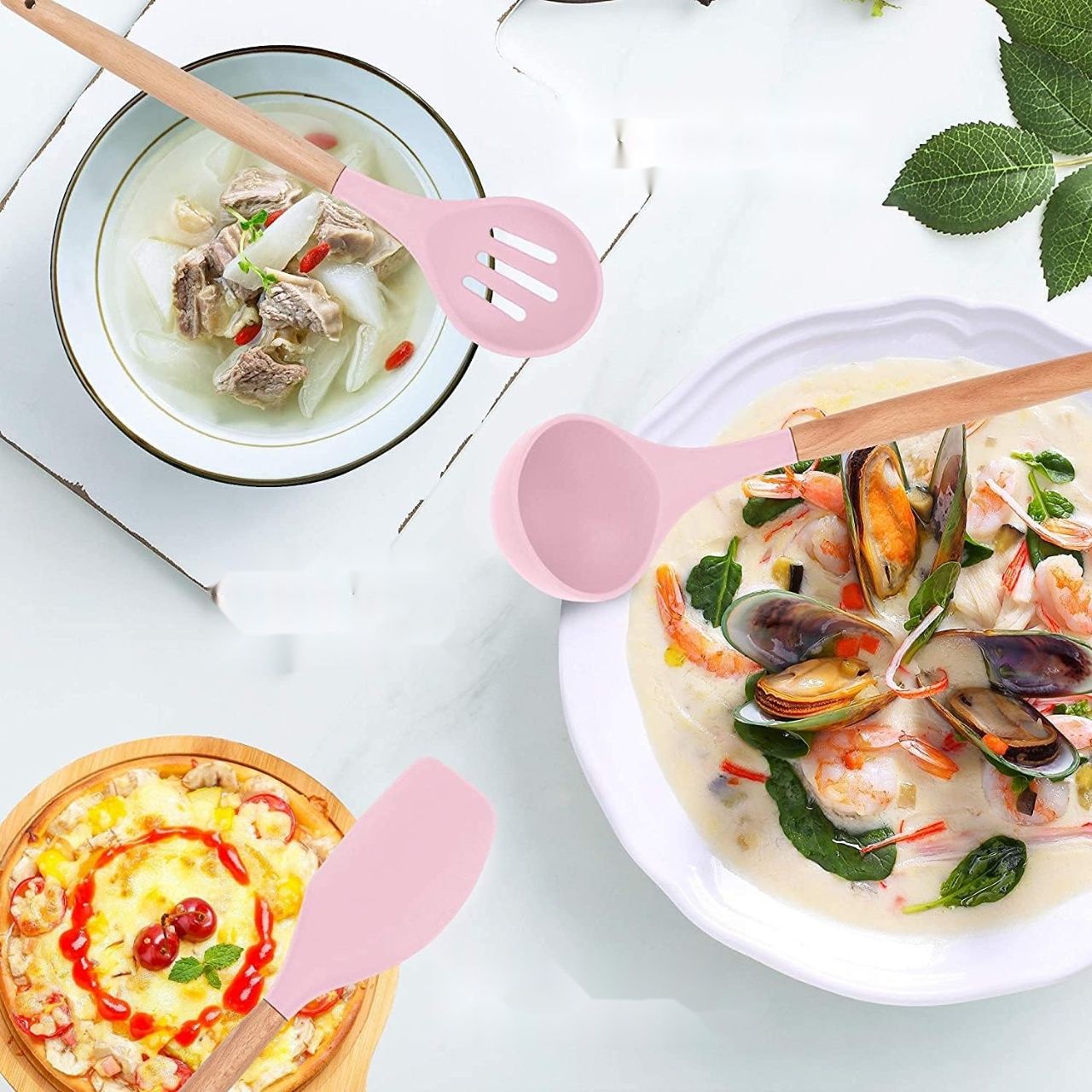 JUYILSU Zestaw 12-elementowych silikonowych przyborów kuchennych.