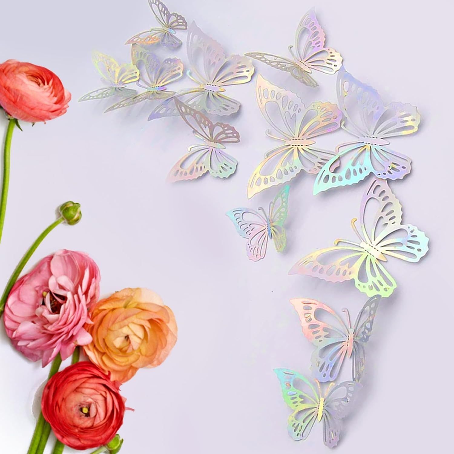 120 Sztuk 3D Motyle Dekoracji Ściennej, Metaliczna Tekstura