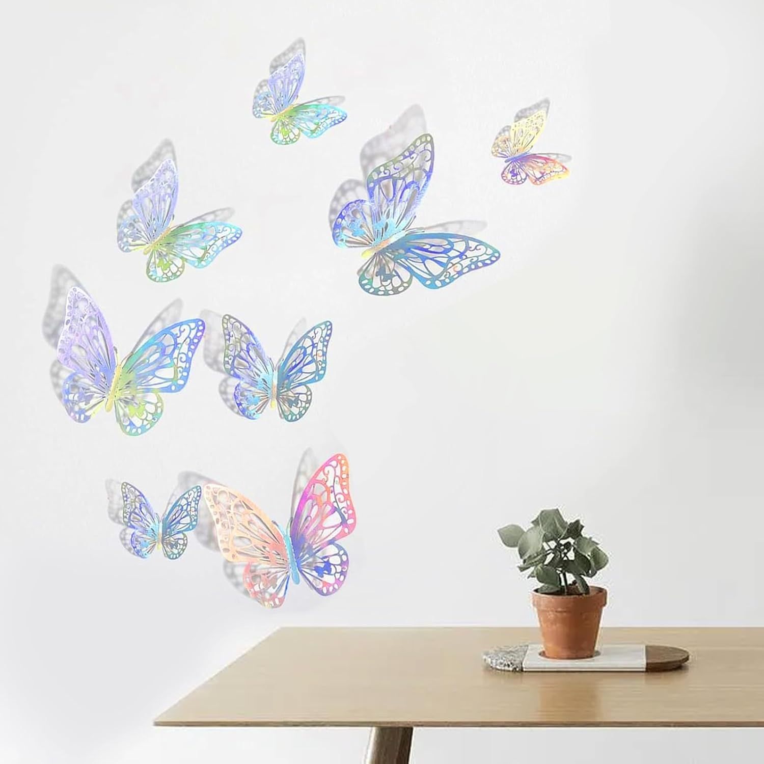120 Sztuk 3D Motyle Dekoracji Ściennej, Metaliczna Tekstura