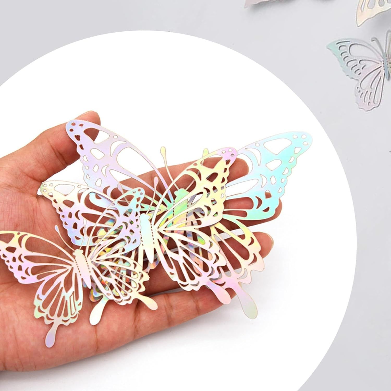 120 Sztuk 3D Motyle Dekoracji Ściennej, Metaliczna Tekstura