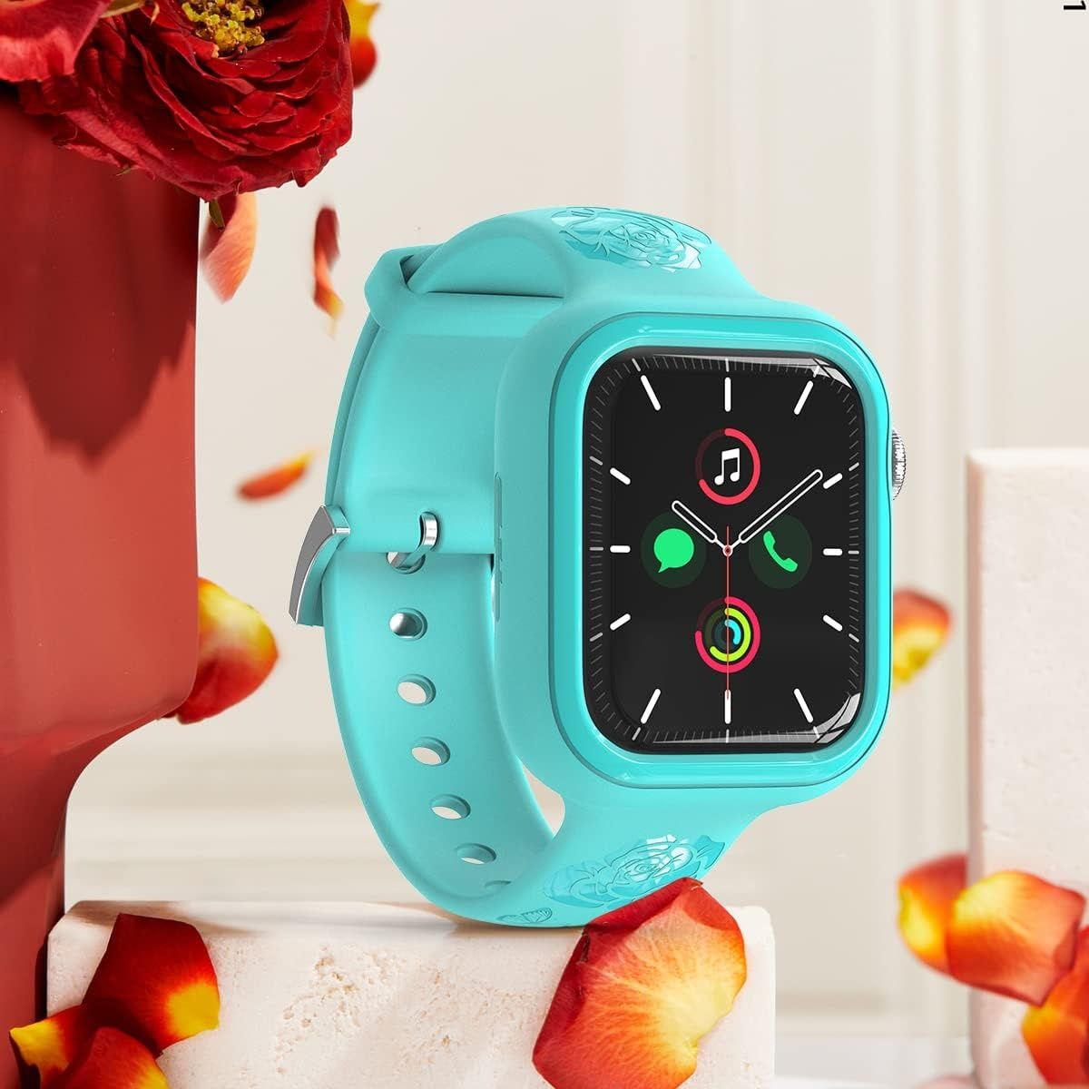 Pasek do Apple Watch 40/41 mm,  kwiatowy, z etui TPU.