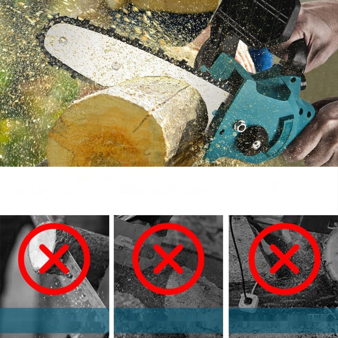 Uszkodzona Mini bezszczotkowa piła łańcuchowa 8 cali