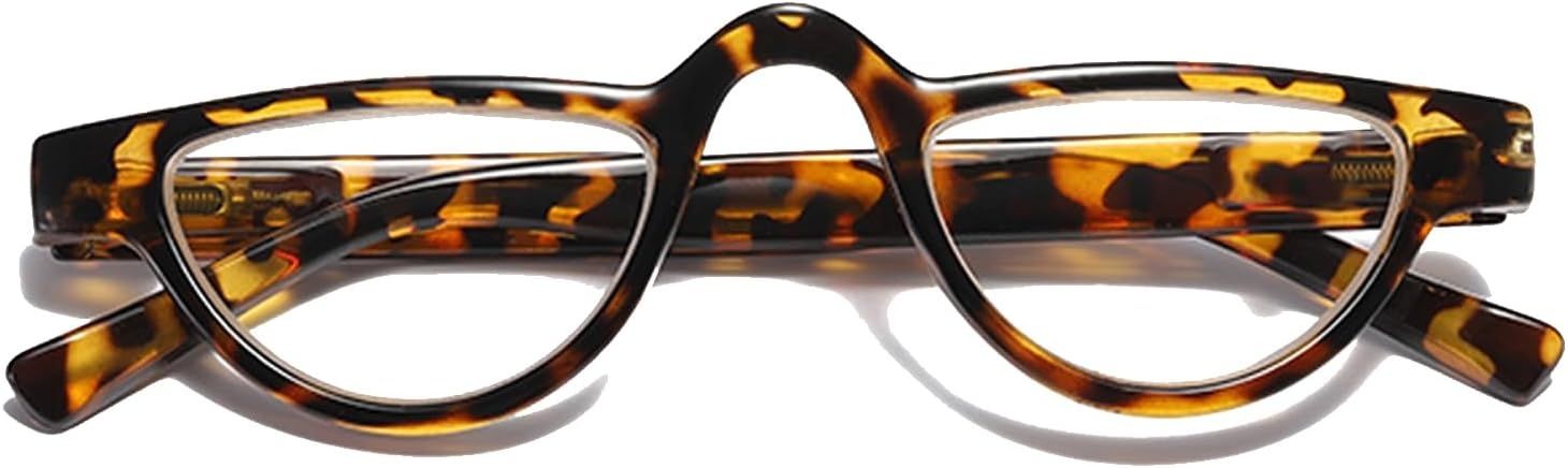 Hubeye, półksiężycowe okulary do czytania w panterkę, 2.50, etui w zestawie.