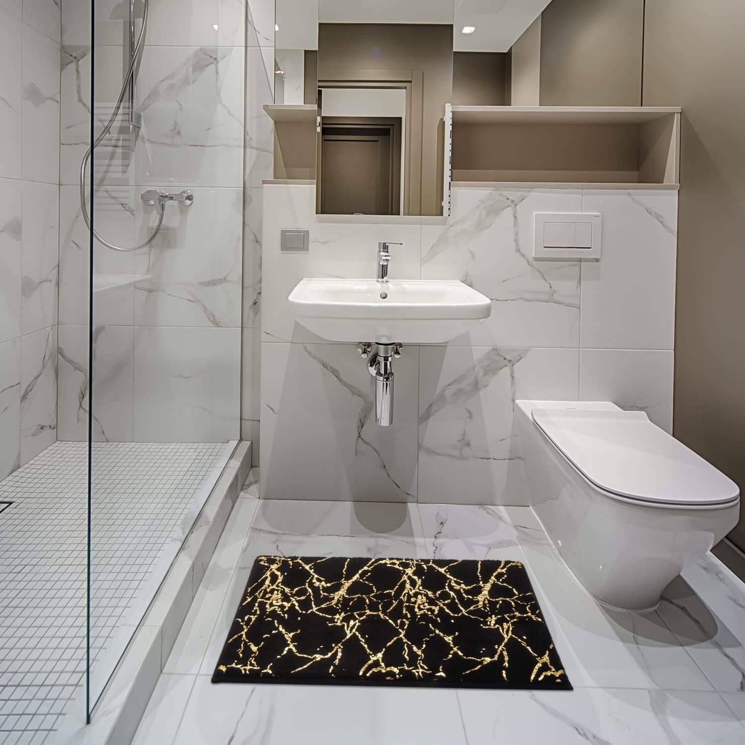 Czarne dywaniki łazienkowe, antypoślizgowe, 40x60 cm, mikrofibra.