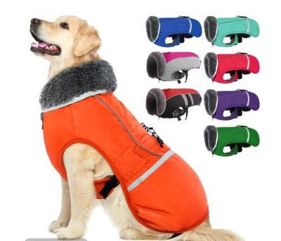 QBLEEV Zimowa kurtka dla psa, pomarańczowe 2XL