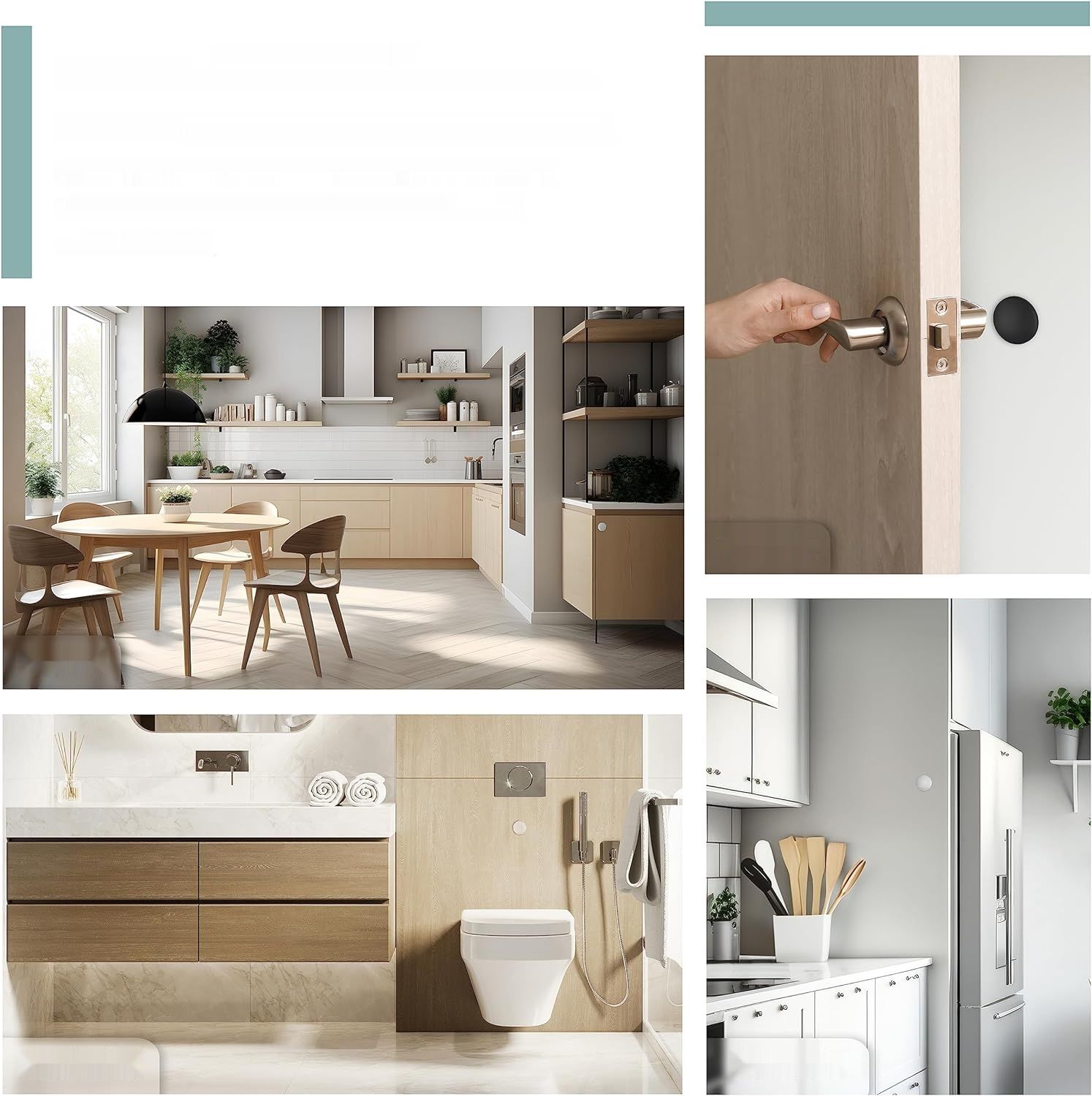 virea 10 x biały, samoprzylepny odbojnik do drzwi, 40 x 8 mm, elastyczny.