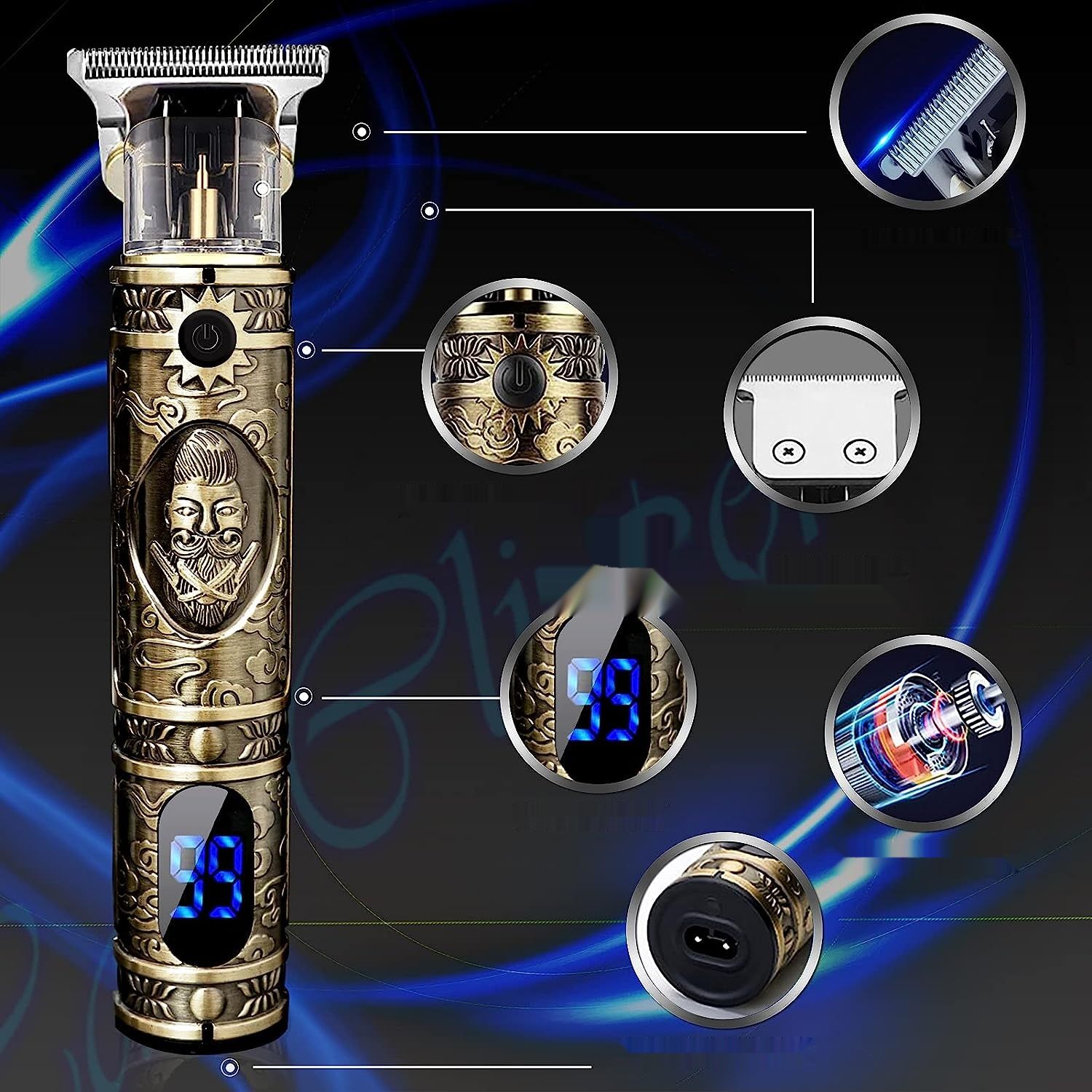 Maszynka do Strzyżenia, Profesjonalny Trymer do Brody, Akumulatorowy (1#)