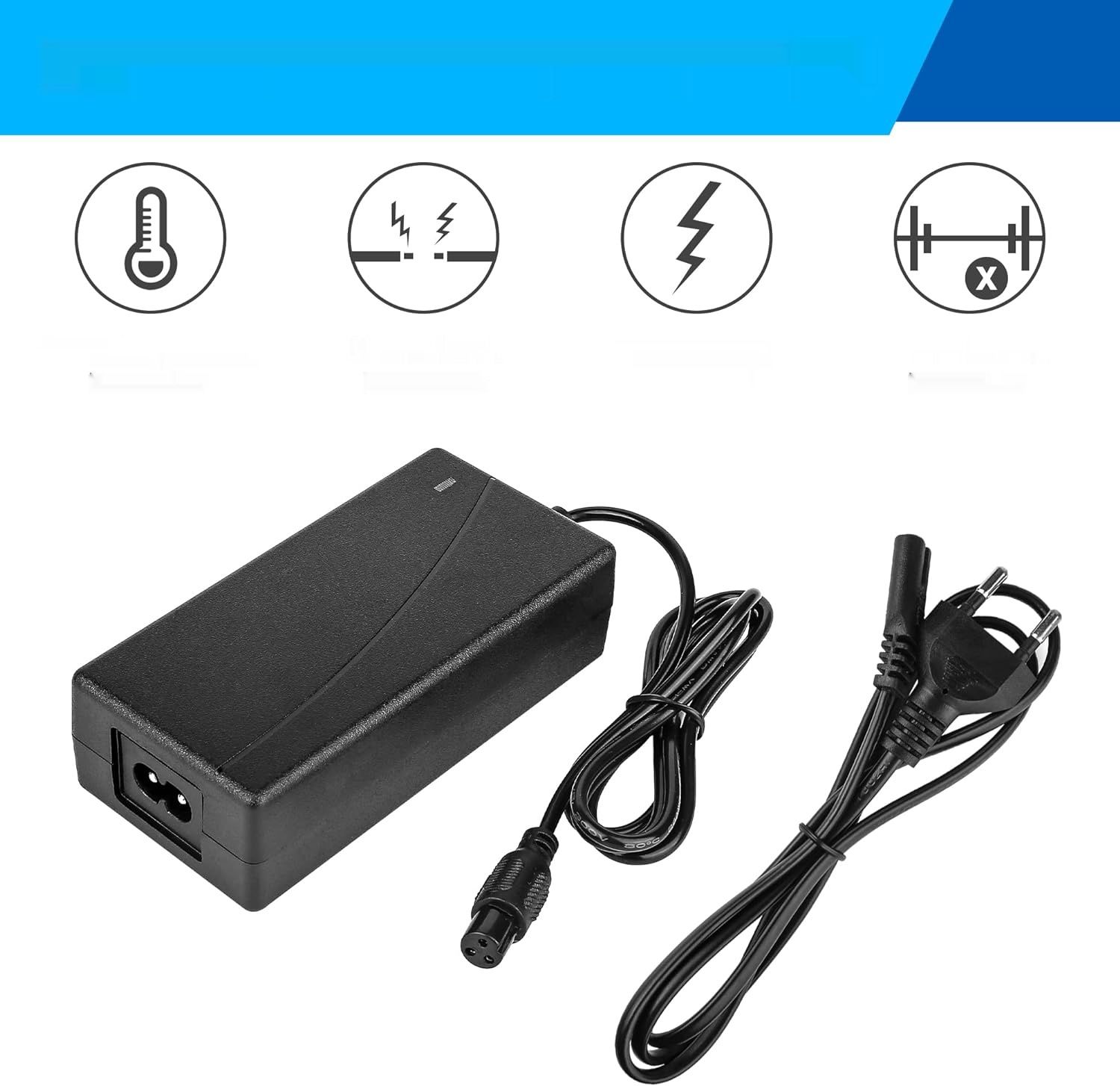 Cresbel Ładowarka do Hoverboardu 42V 2A, 3-punktowa, wtyczka EU