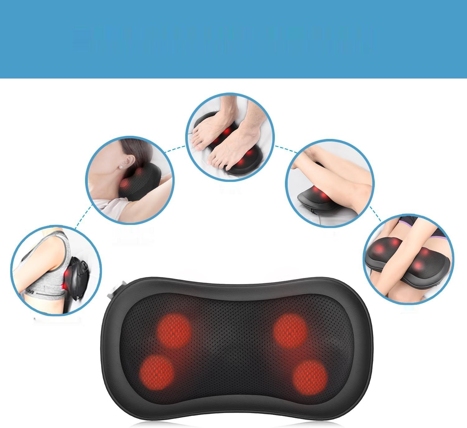 RENPHO poduszka do masażu Shiatsu, 3 prędkości, funkcja grzania, do szyi i pleców.