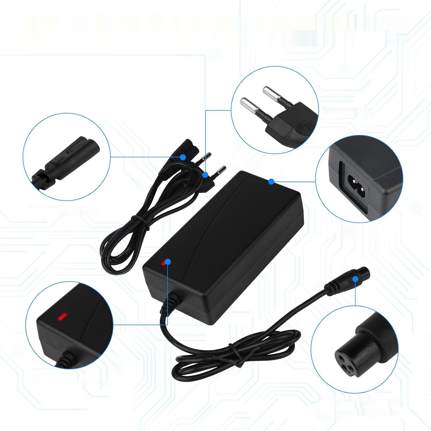 Cresbel Ładowarka do Hoverboardu 42V 2A, 3-punktowa, wtyczka EU