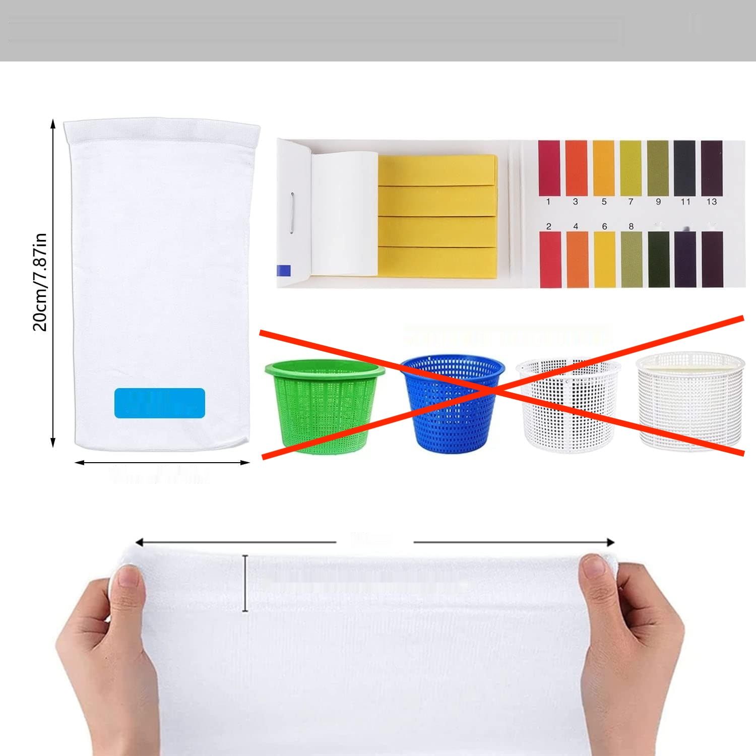 Lucywey Skimmer Socken, 20 sztuk, Filtr Skimmer do basenu, z papierkami pH