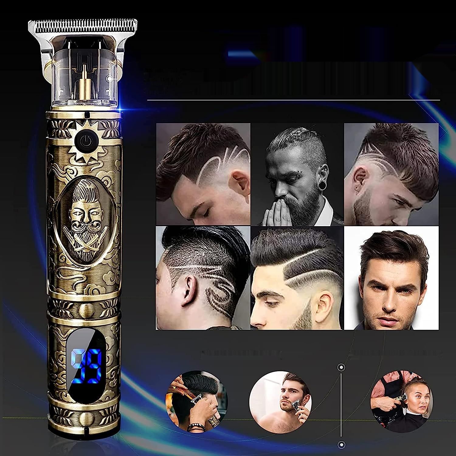 Maszynka do Strzyżenia, Profesjonalny Trymer do Brody, Akumulatorowy (1#)