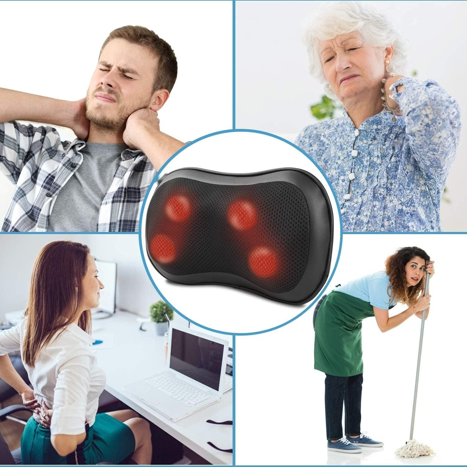 RENPHO poduszka do masażu Shiatsu, 3 prędkości, funkcja grzania, do szyi i pleców.