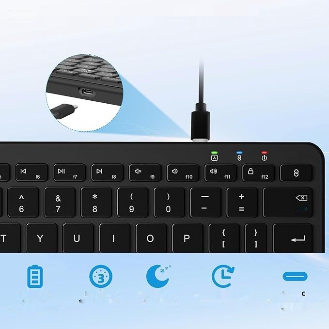 Qulose Bezprzewodowa Klawiatura Bluetooth, Ładowalna, Type-C, QWERTZ