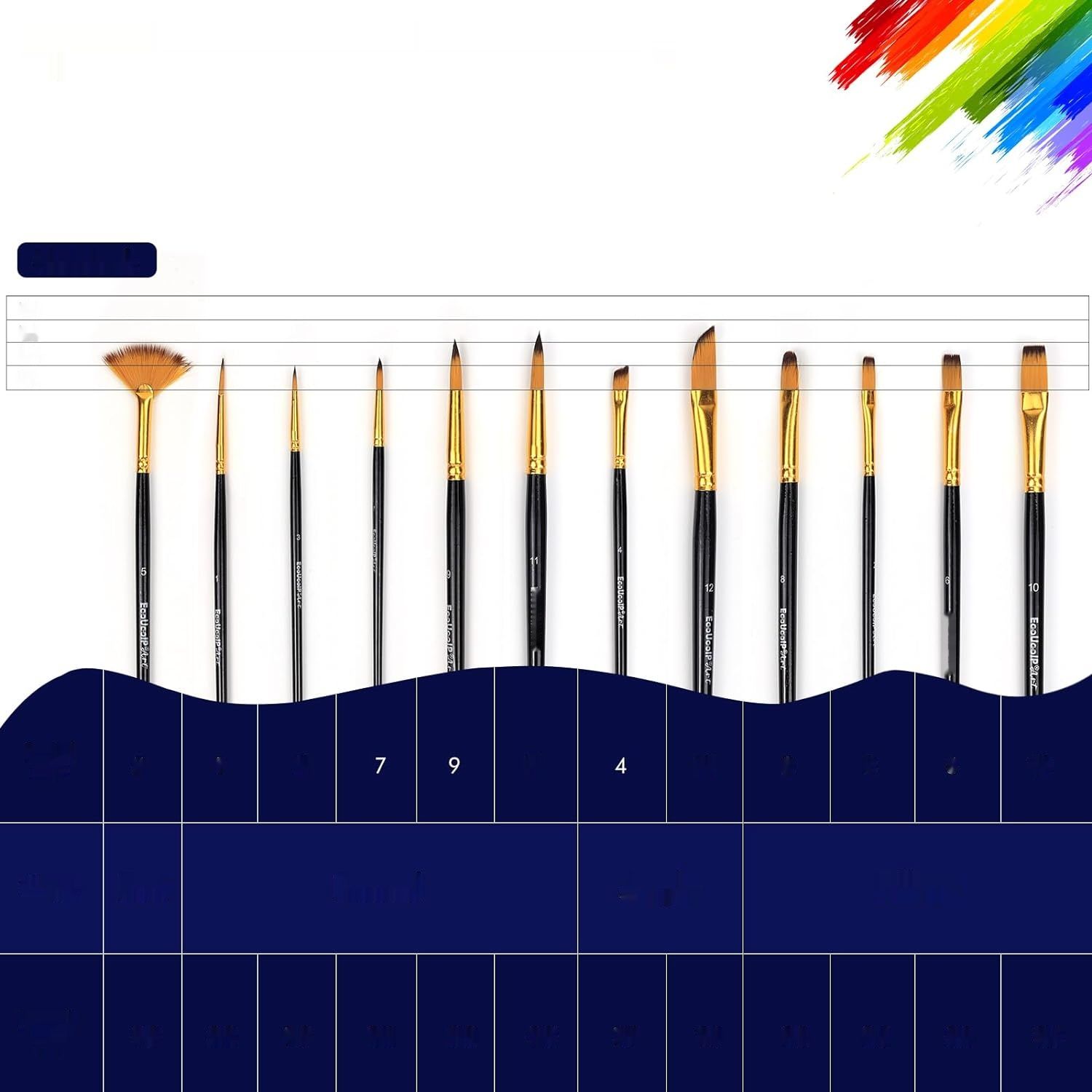 EooUooIP 15-częściowy zestaw pędzli akrylowych z paletą, gąbką i torbą.