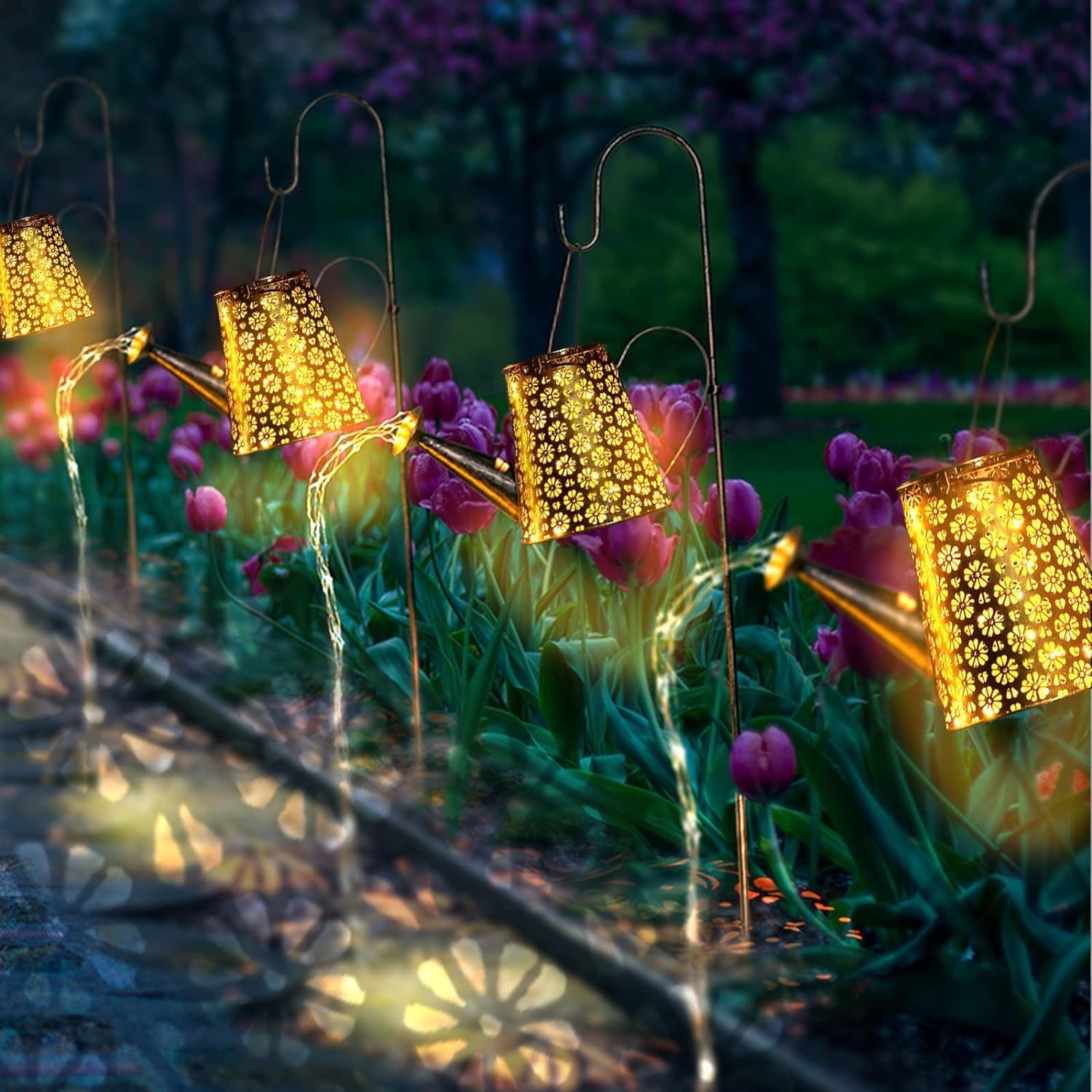 Konewka Słoneczna z Lampkami LED, Wodoodporna Dekoracyjna Lampa Ogrodowa