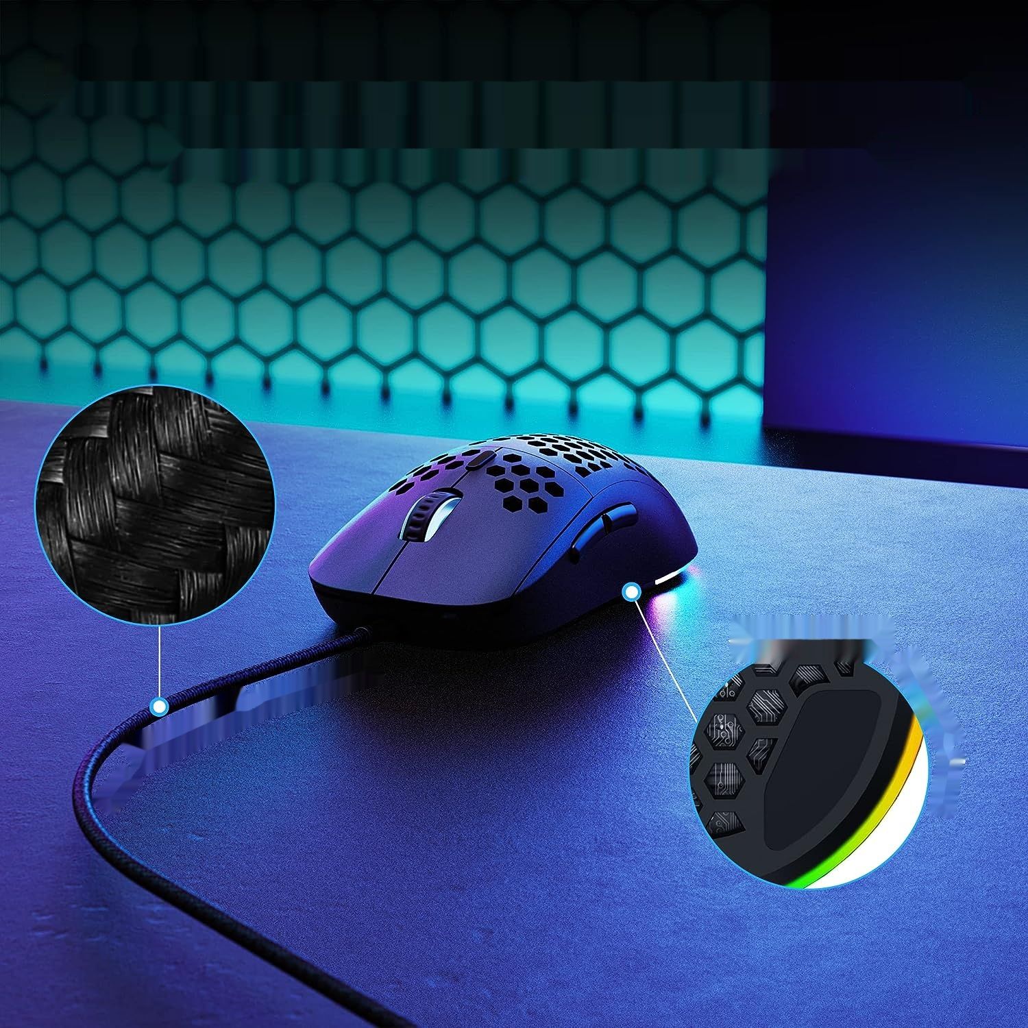 TMKB M1se Gaming Mouse, 12800 DPI, 6 programowalnych przycisków, RGB, czarna