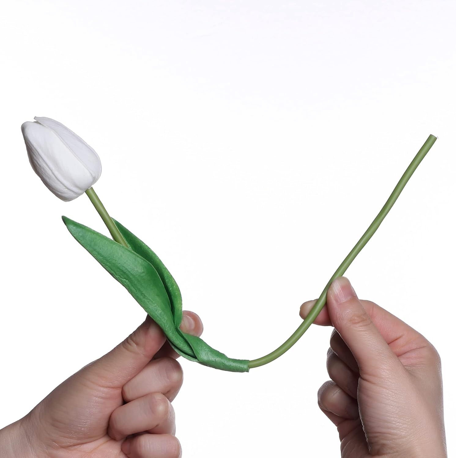 Anaoo 24 sztuki białych lateksowych sztucznych tulipanów Dekoracje domu na ślub