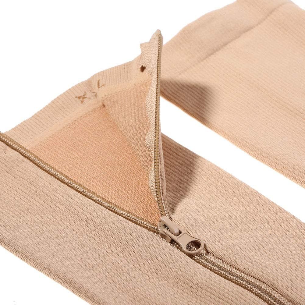 Zamkowe pończochy uciskowe z otwartym palcem, medyczne, stopniowane, (S/M Skórzane)