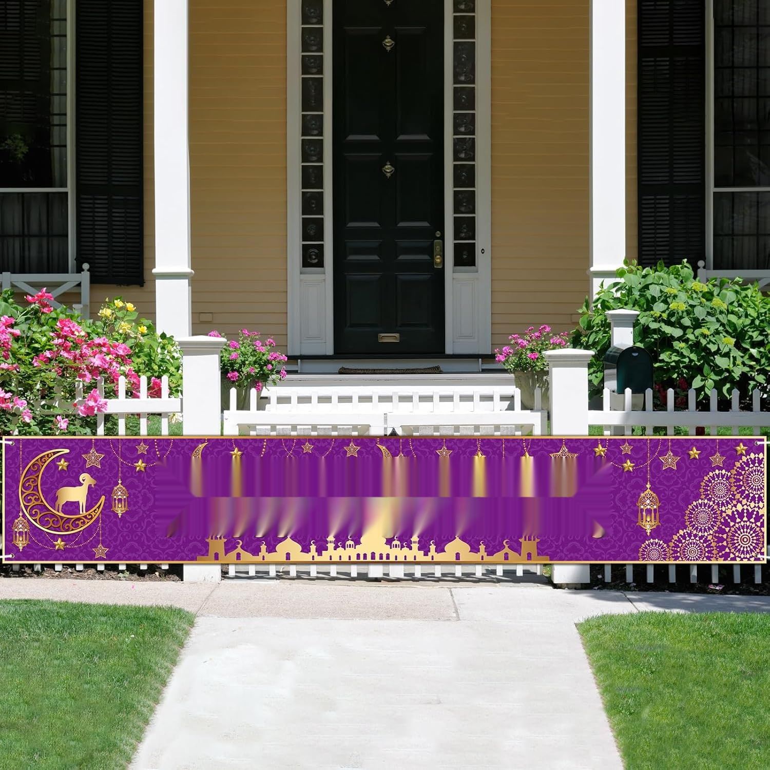 Banner Eid Mubarak 300 cm x 50 cm, Purple