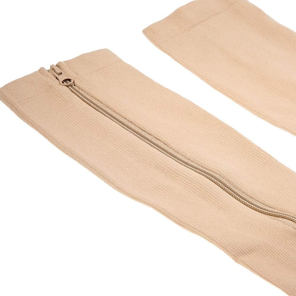 Zamkowe pończochy uciskowe z otwartym palcem, medyczne, stopniowane, (S/M Skórzane)