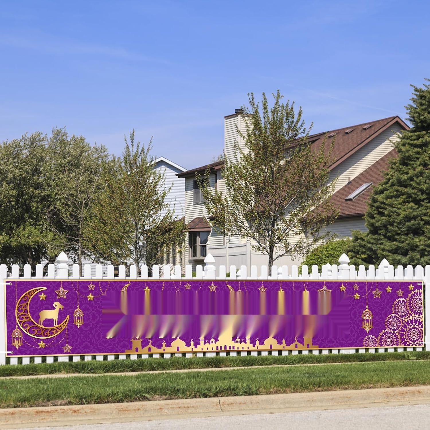 Banner Eid Mubarak 300 cm x 50 cm, Purple