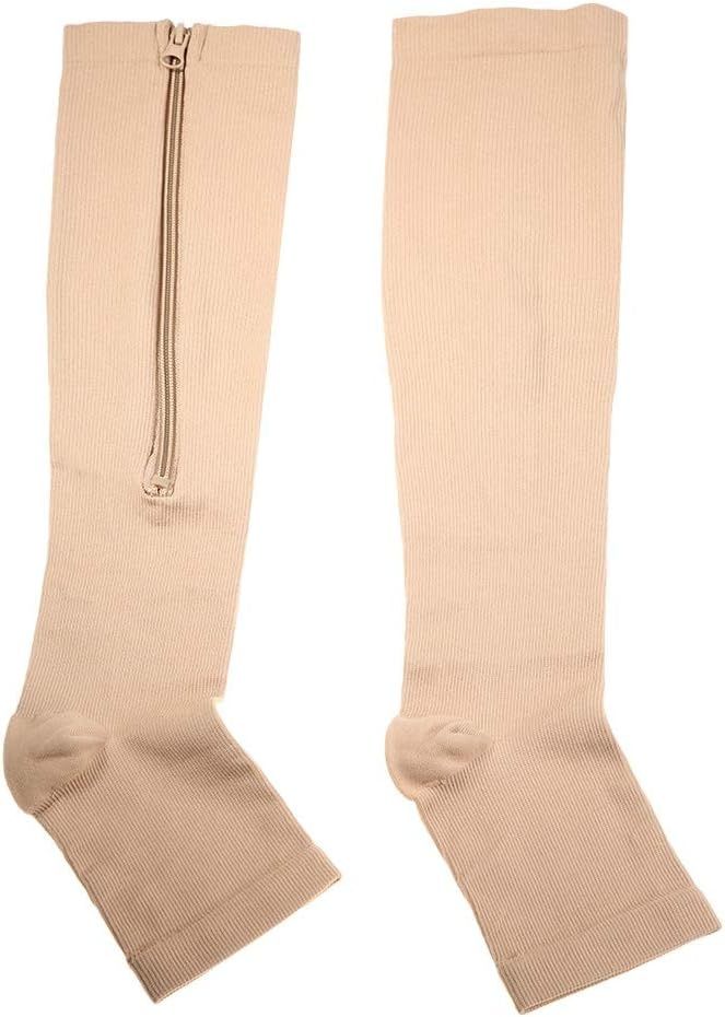 Zamkowe pończochy uciskowe z otwartym palcem, medyczne, stopniowane, (S/M Skórzane)