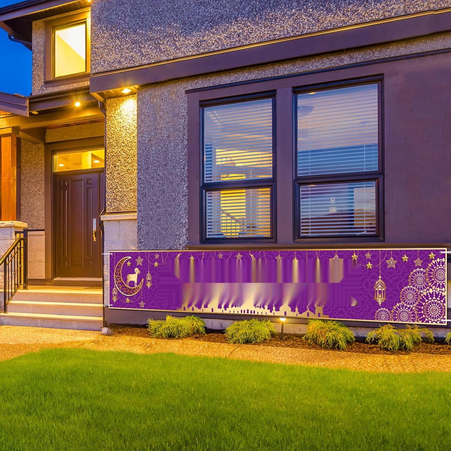 Banner Eid Mubarak 300 cm x 50 cm, Purple