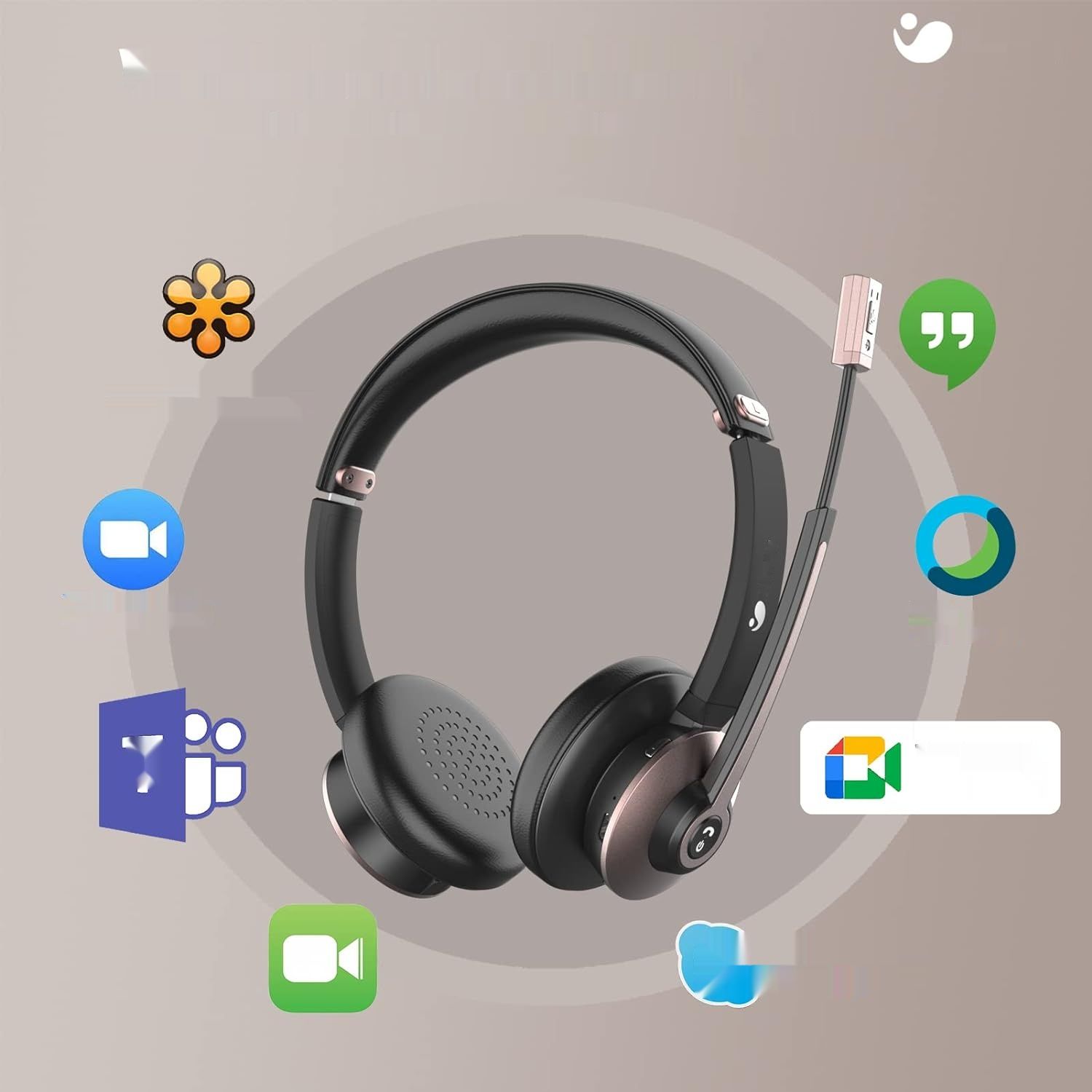 Earbay Zestaw Słuchawkowy Bluetooth z Mikrofonem, Redukcja Szumów, Różowe Złoto