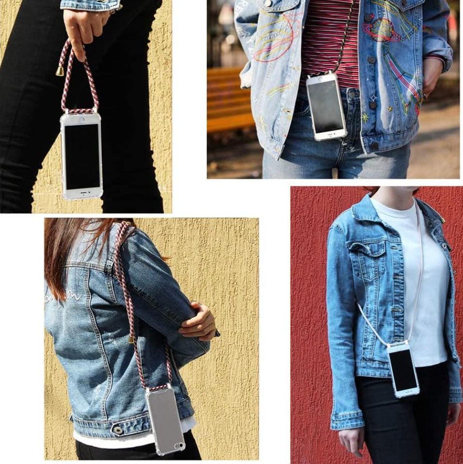 Etui na telefon z sznurkiem kompatybilne z iPhone 6 Plus/7 Plus/8 Plus, niebieskie