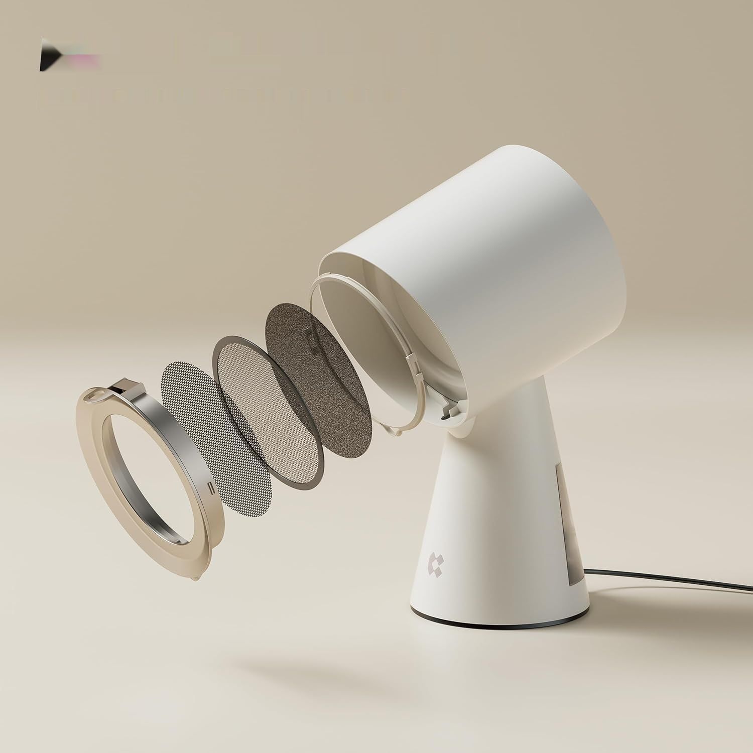 CIARRA CBPHW01 Mini Okap, biały, cichy, 2 poziomy, przenośny, idealny do BBQ.