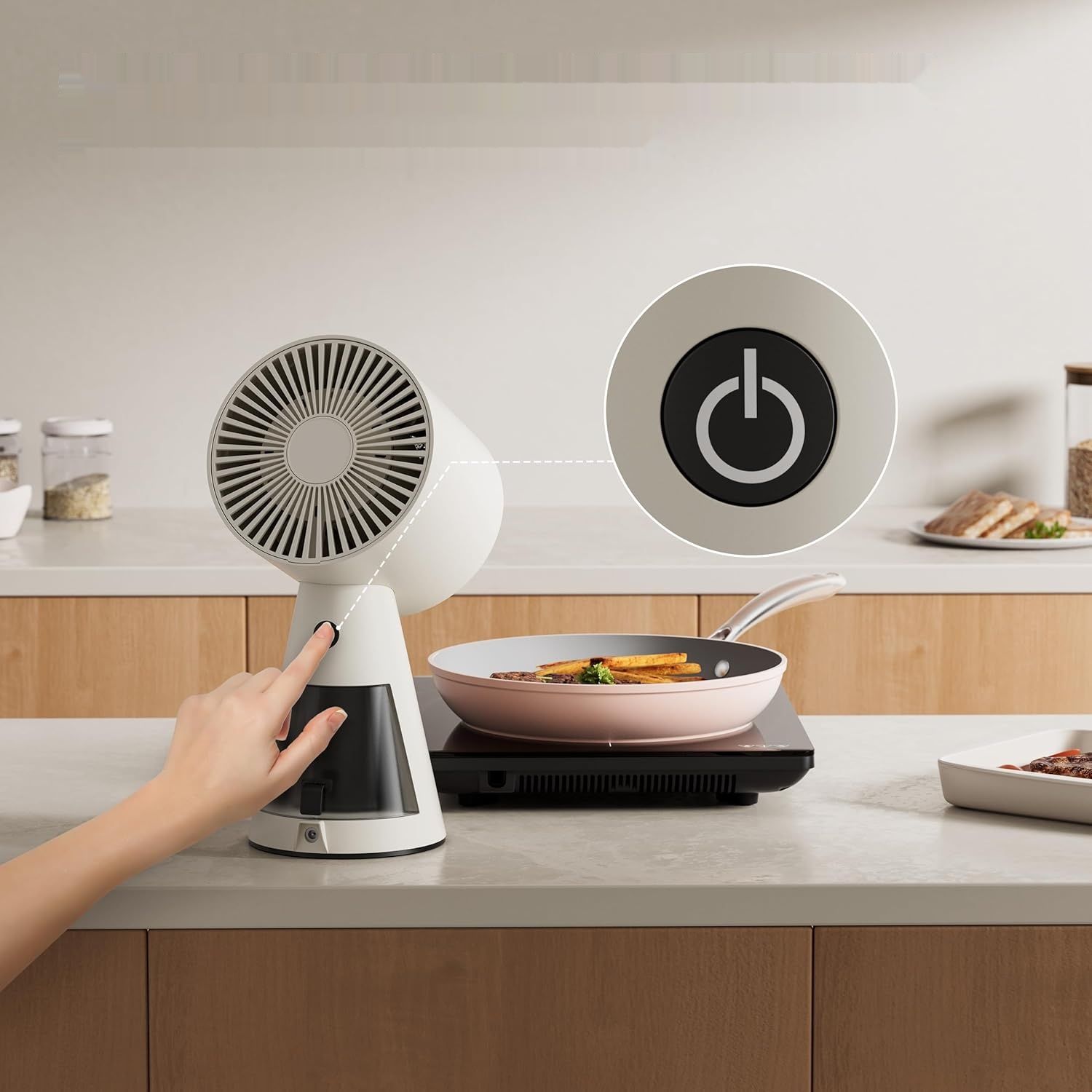 CIARRA CBPHW01 Mini Okap, biały, cichy, 2 poziomy, przenośny, idealny do BBQ.