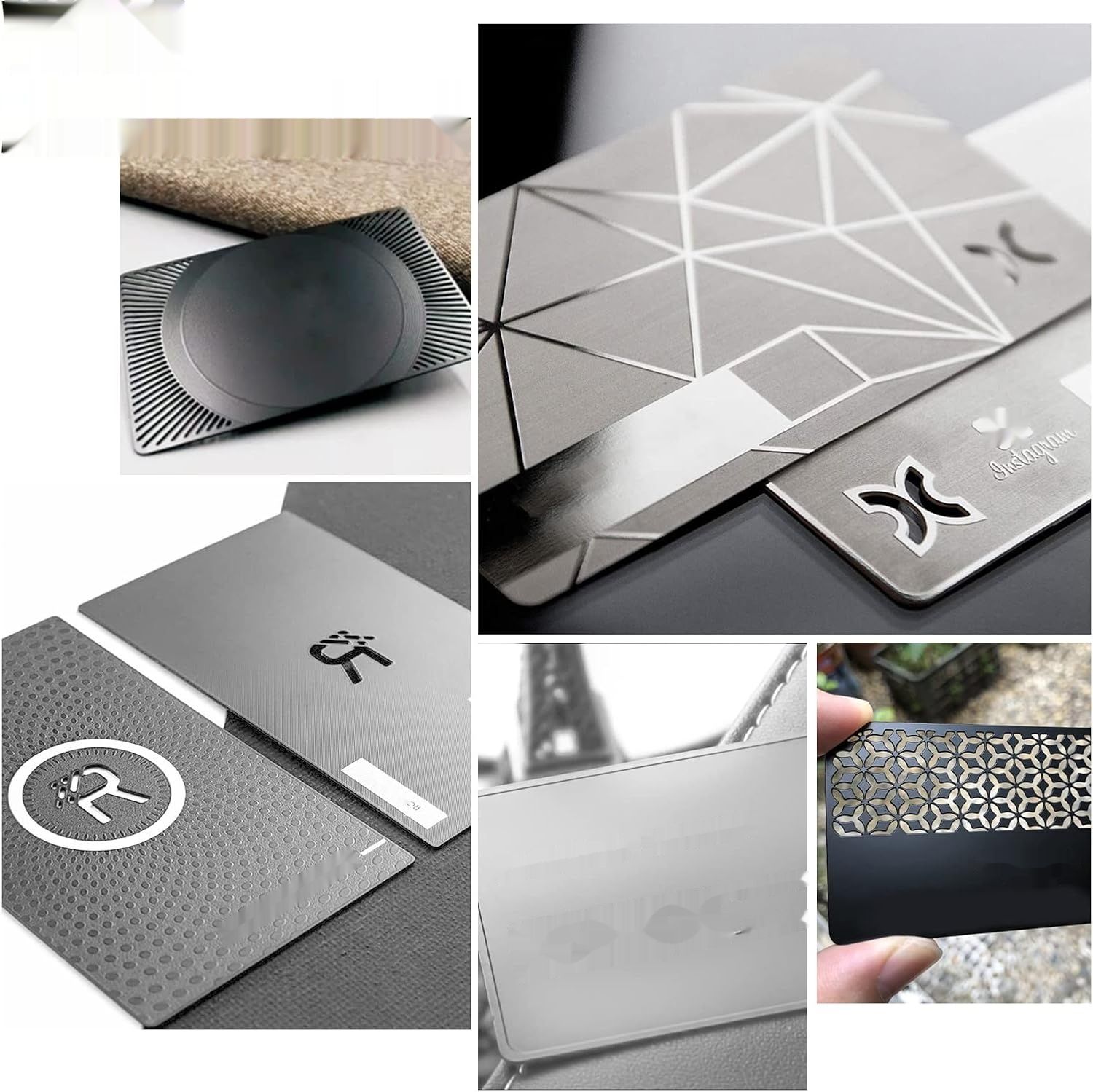 nbeads Zestaw 6 Czarnych Metalowych Wizytówek, 8.5x5.5 cm, 0.8 mm Grubości