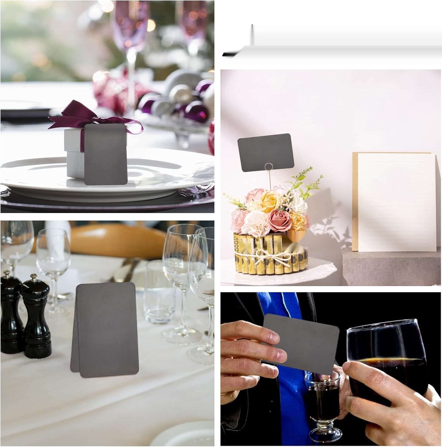 nbeads Zestaw 6 Czarnych Metalowych Wizytówek, 8.5x5.5 cm, 0.8 mm Grubości