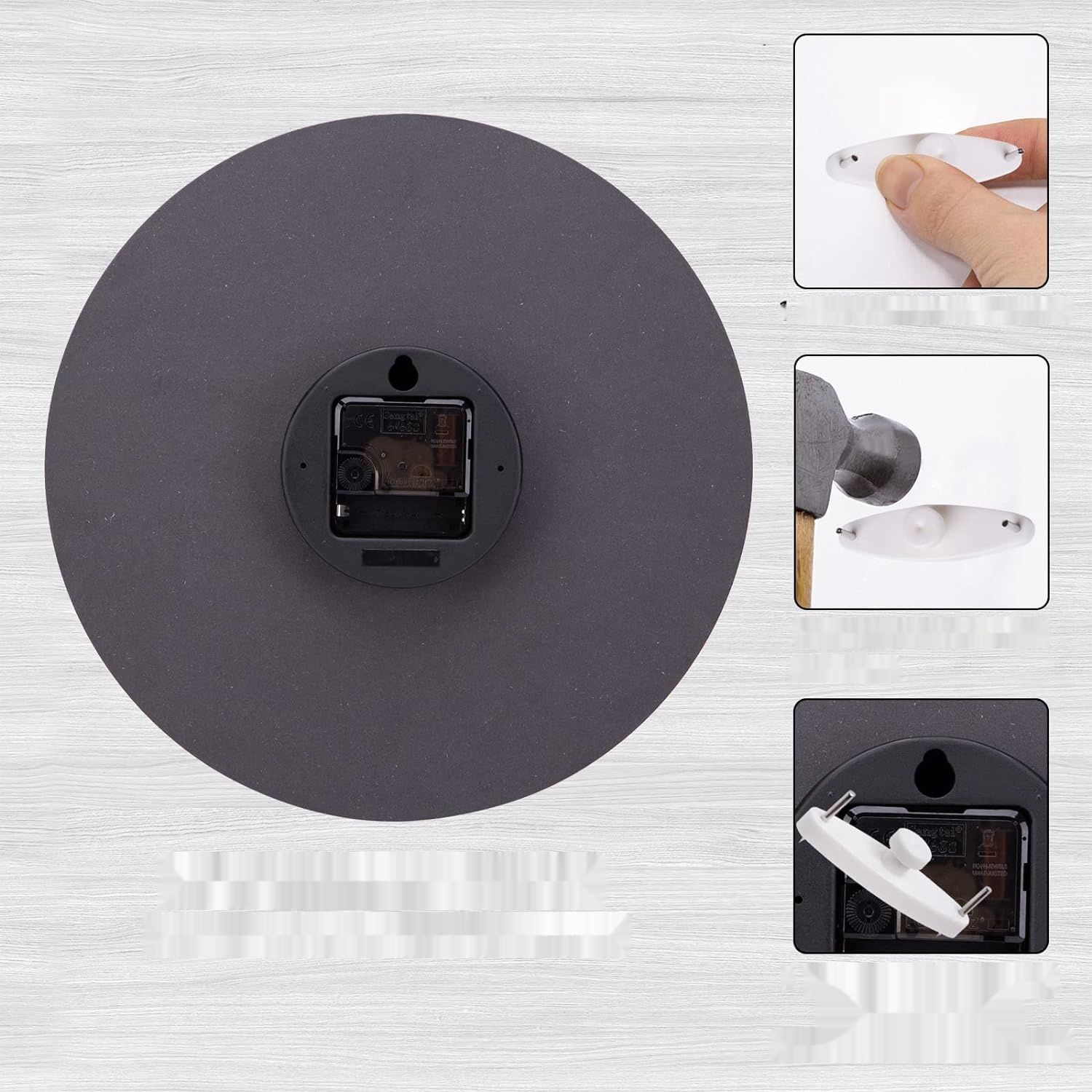 ACCSHINE MDF Drewniany Zegar Ścienny 30 cm Cichy Kwarcowy (Czarny)