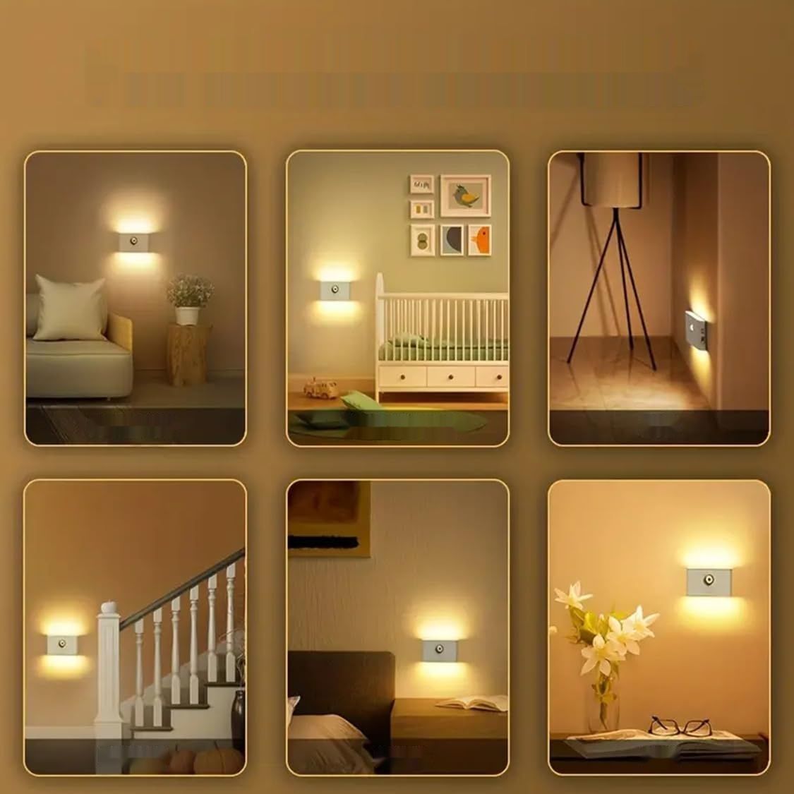 Puhui LED Nocna Lampka USB z Czujnikiem Ruchu, 2700 K, [Zestaw 1 sztuka]