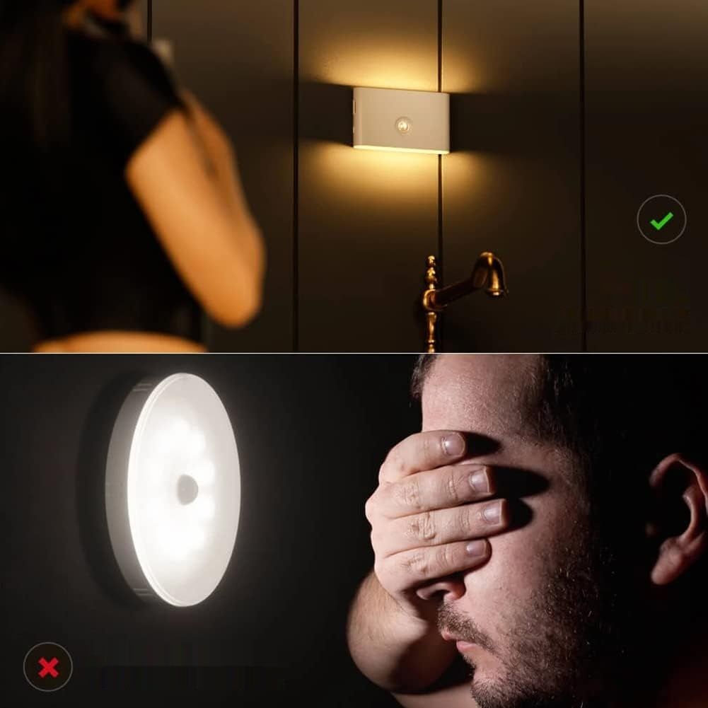 Puhui LED Nocna Lampka USB z Czujnikiem Ruchu, 2700 K, [Zestaw 1 sztuka]