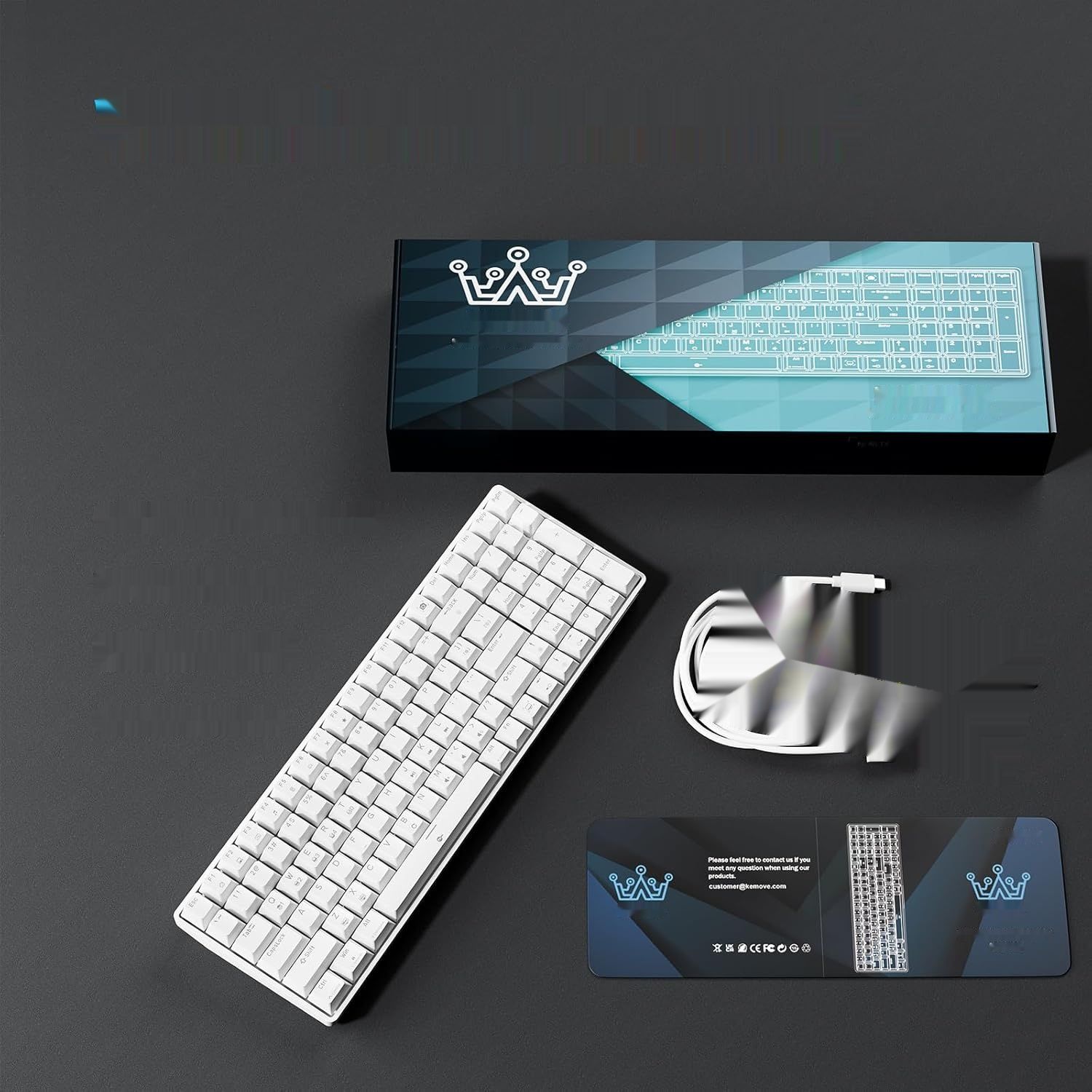 Dierya DK98se, QWERTY, klawiatura mechaniczna 98 klawiszy, przełączniki niebieskie