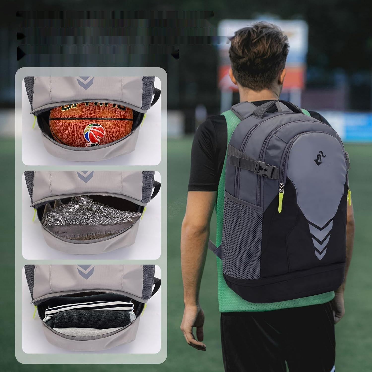 Plecak sportowy Bseash 35L Basketball Football Backpack, duża pojemność.