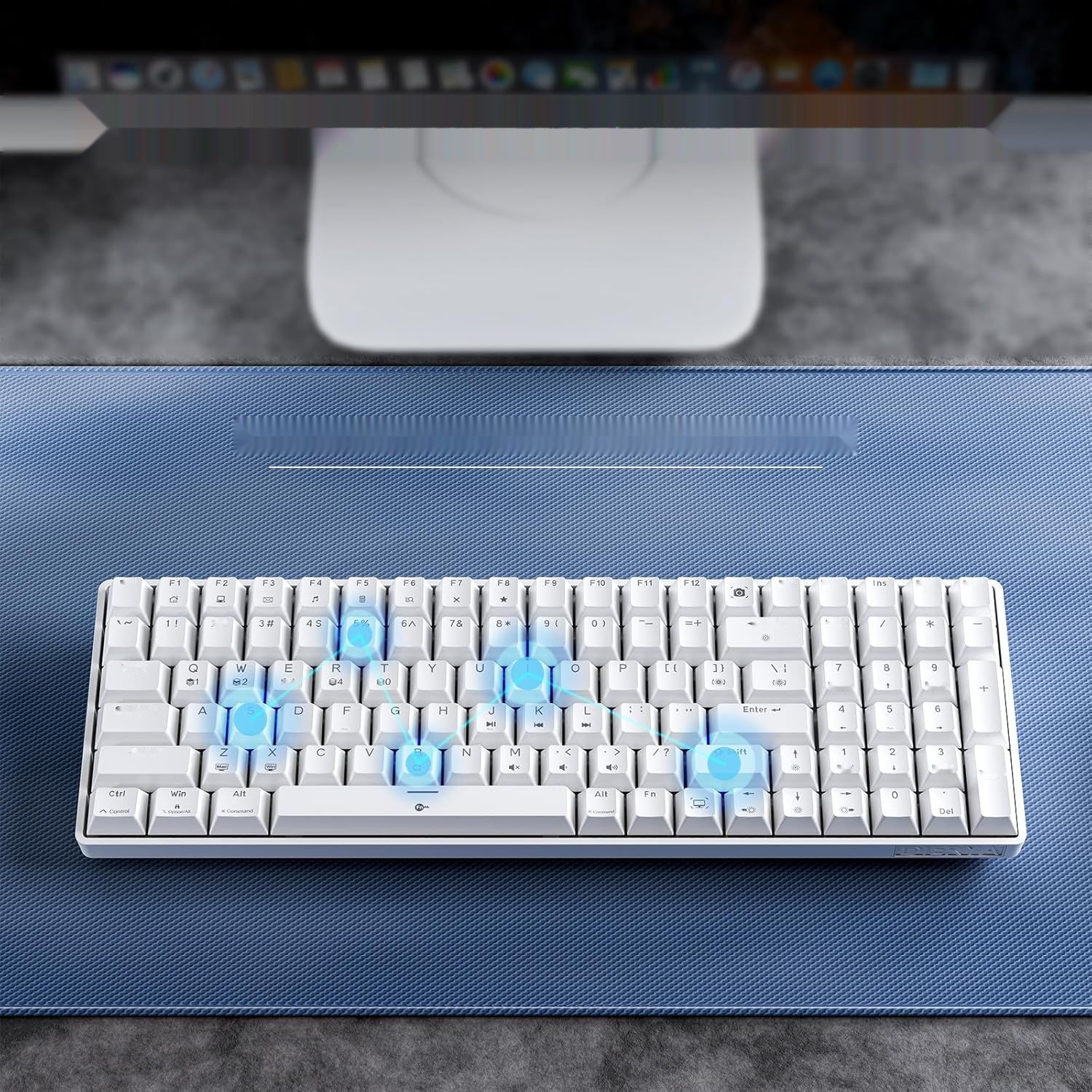 Dierya DK98se, QWERTY, klawiatura mechaniczna 98 klawiszy, przełączniki niebieskie