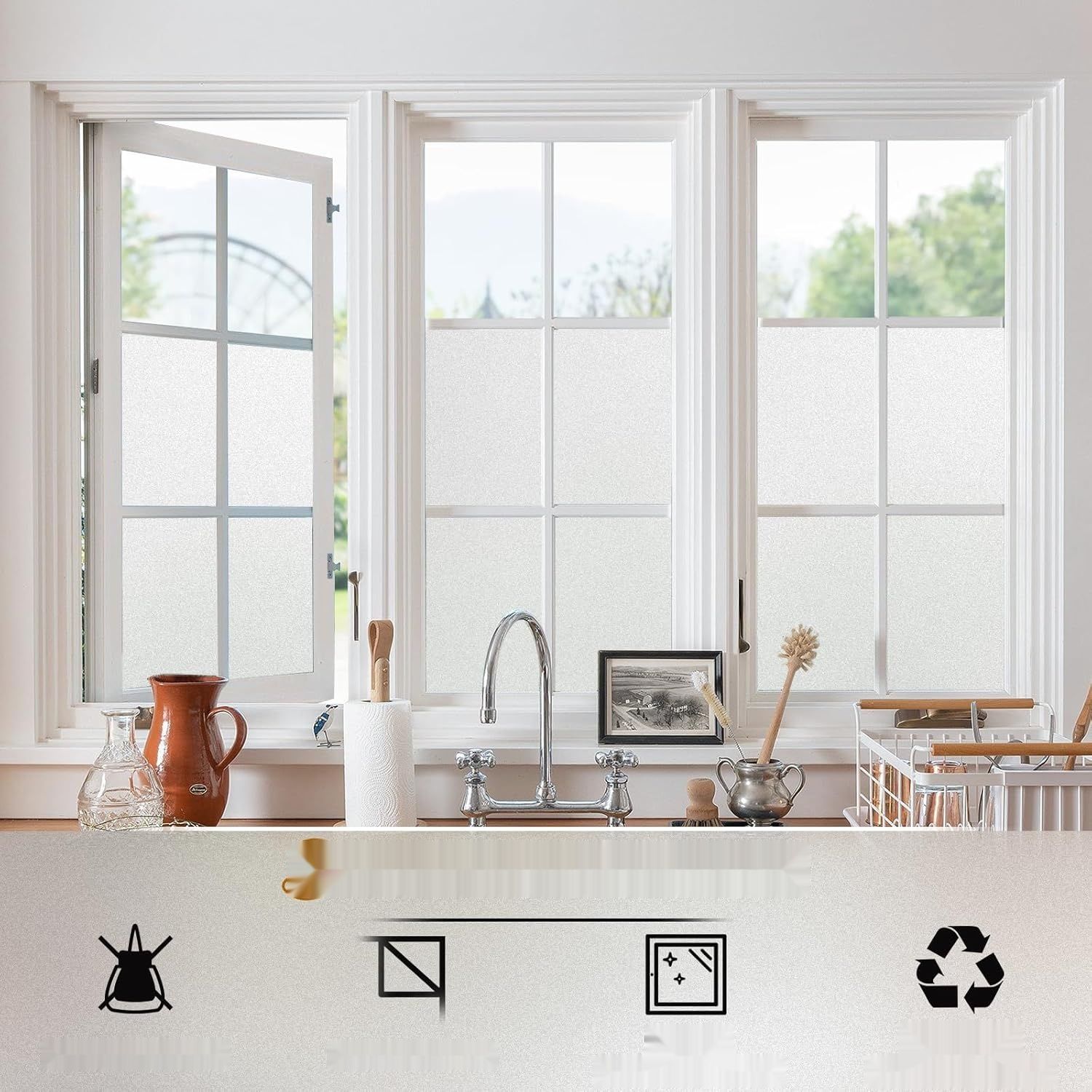 rabbitgoo Folia Okienna Nieprzezroczysta 44,5x200 cm, Ochrona UV, Bez Kleju