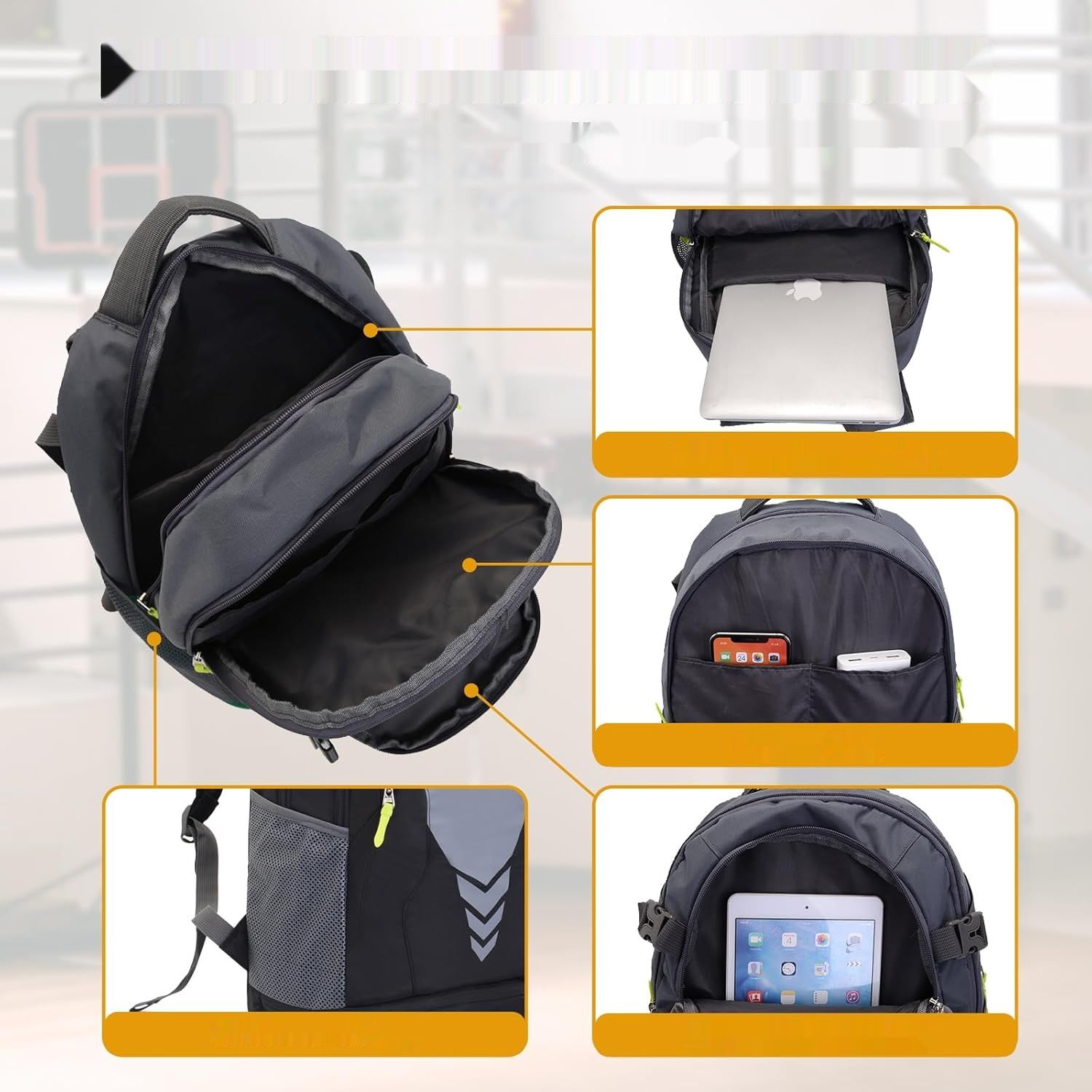 Plecak sportowy Bseash 35L Basketball Football Backpack, duża pojemność.