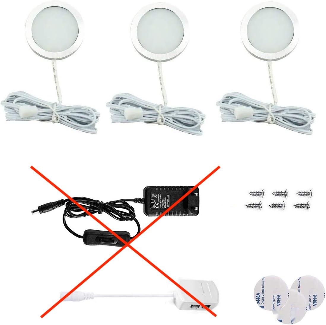 Vlio Oświetlenie szafki LED, zestaw 3 sztuk, ciepła biel, 7,5 W, 750 lm